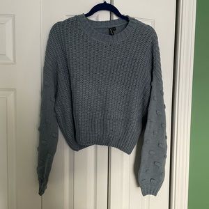 Blue Sweater With Sleeve Detail